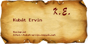 Kubát Ervin névjegykártya