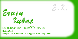 ervin kubat business card